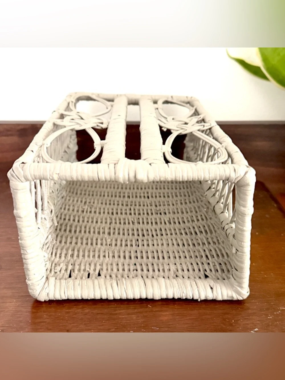 Vintage Wicker Kleenex Box Holder Light Gray Tissue Box Holder Bathroom Decor